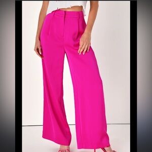 Lulu's Vibrant Pink Wide-Leg Pants